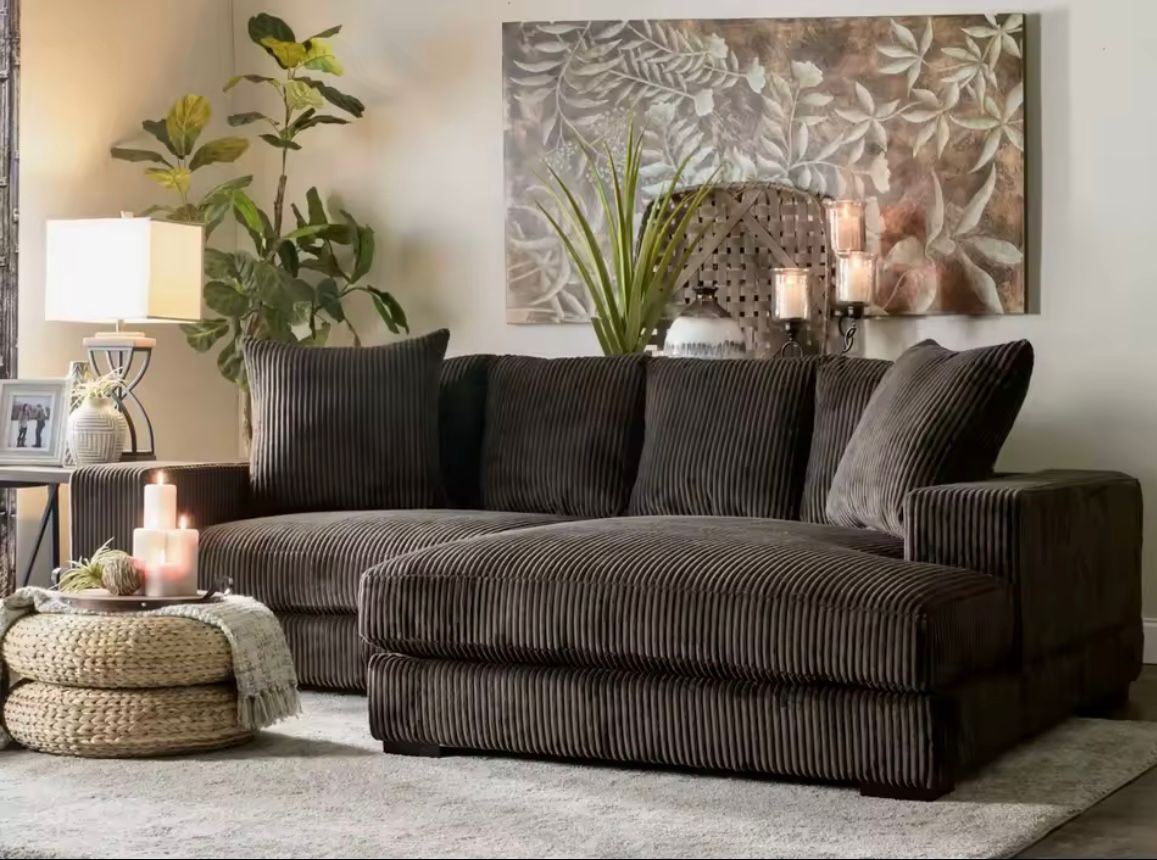 Canapé d’angle Cosy 210x160 cm – Velours côtelé ultra doux 890€